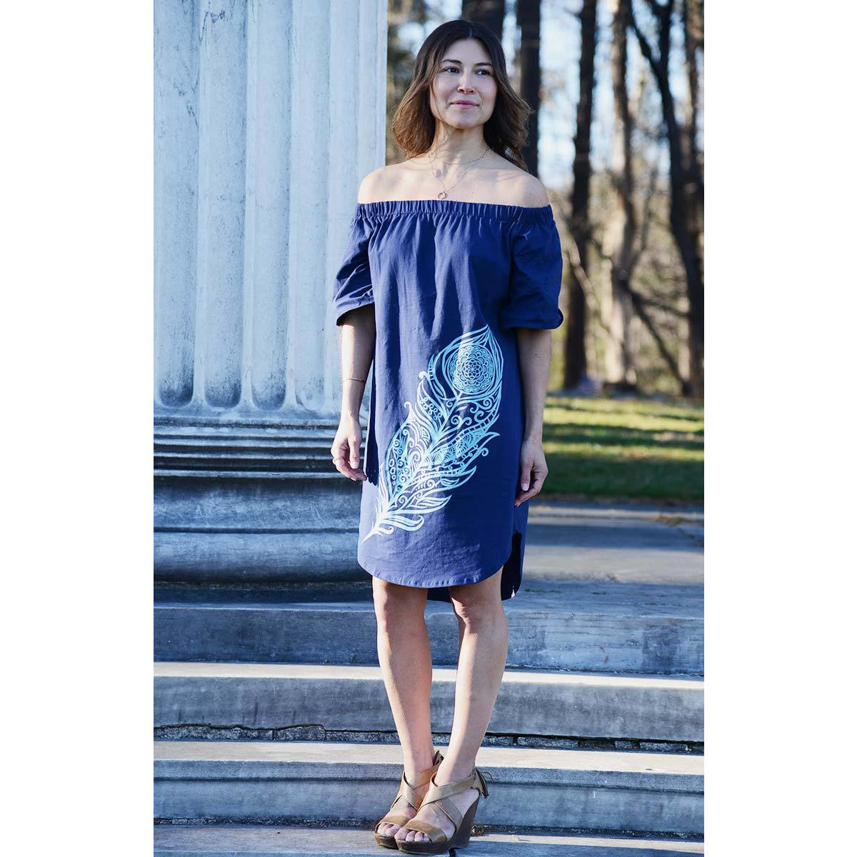 Anse Cochon Exclusive Women s Off the shoulder Navy Midi Dress